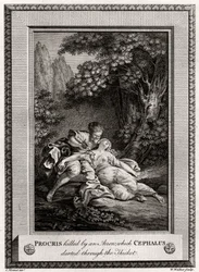Procris tuée par une flèche que Céphale a lancée à travers le fourré, 1775.