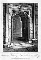 Entrée de la chapelle Saint-Érasme, Abbaye de Westminster, Londres, 1817