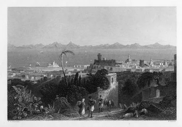 Rhodes, depuis les hauteurs près de la villa de Sir Sidney Smith, 1841