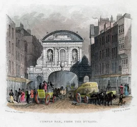 Temple Bar, depuis le Strand, Londres, 1829