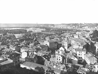 Vue générale de la ville de Gênes, Italie, 1895