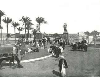 Le pont Kasr-el-nil, Le Caire, Égypte, 1895