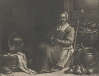 Une femme épluchant des poires, milieu du XVIIe siècle