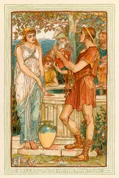 Bellérophon à la fontaine (lithographie couleur)