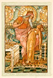 La fille de Midas transformée en or (lithographie couleur)