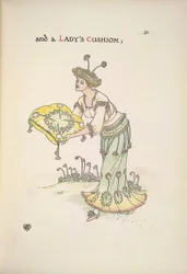 Une dame tenant un coussin