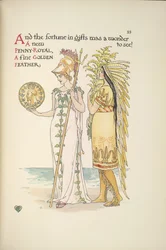 Britannia et une femme en costume amérindien