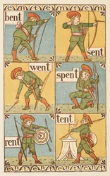 Mots rimant se terminant par la lettre T. Un garçon avec un arc et une flèche. Le Golden primer.