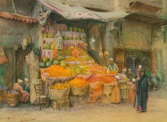Un étal de fruits à Bulak, vers 1905, 1912