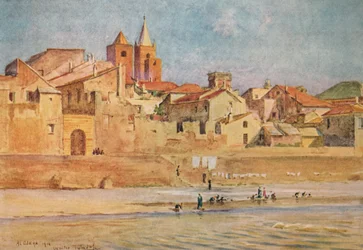 Albenga depuis le Centa, vers 1910, 1912