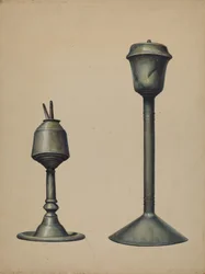 Deux lampes à huile, vers 1938