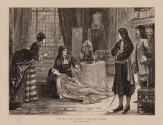 Scène de "Lady Clancarty", au Théâtre Olympique (gravure)