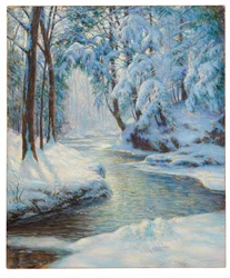 Ruisseau dans un paysage enneigé, début du 20e siècle (huile sur toile)