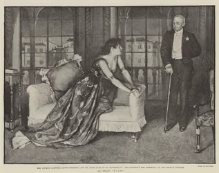Mme Patrick Campbell (Agnes Ebbsmith) et M. Hare (Duc de St Olpherts) dans La Notorious Mrs Ebbsmith, au Garrick Theatre