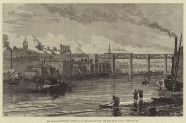 Le centenaire de George Stephenson à Newcastle-upon-Tyne, le pont à deux niveaux