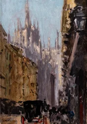 Cathédrale de Milan, vers 1895 (huile sur bois)