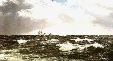 Paysage marin avec des navires en plein canal