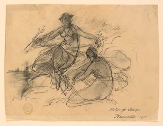 Commerce et Une Autre Figure Allégorique (Motif pour la Conception de Billet de Banque)