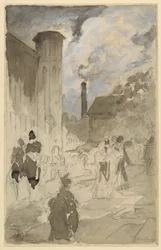 Place de la ville (Étude pour une illustration)
