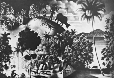 Paysage avec vache ombre