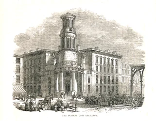 La nouvelle Bourse du charbon, ouverte par le prince Albert en 1849, Thames Street, 1878
