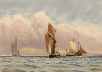 Chaloupes de Boulogne au large de la côte française