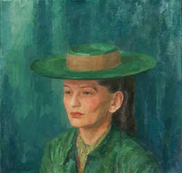 Grete Gamerith avec chapeau vert