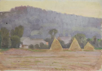 Paysage avec meules de foin