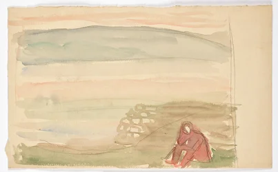 Assis dans un paysage