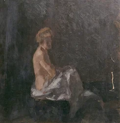 Nu féminin sur fond sombre