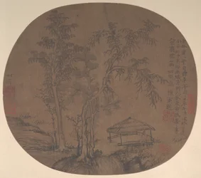 Arbres clairsemés et pavillon, fin des années 1350