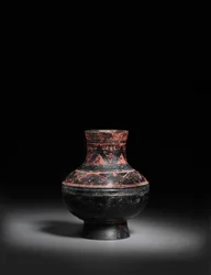 Petit pot en poterie noire laquée rouge, Hu, 476-221 av. J.-C.