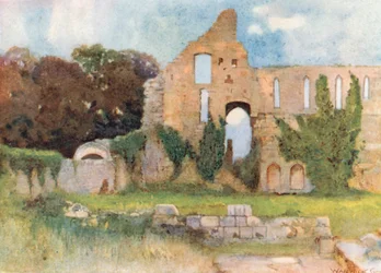 Abbaye de Jervaulx (lithographie couleur)