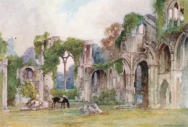 Abbaye de Netley : La fenêtre orientale (lithographie couleur)