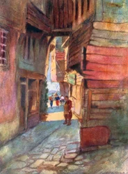 Scène de rue, Roumeli Hissar (lithographie couleur)
