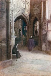 Abbaye de Westminster : Le déambulatoire sud (lithographie couleur)