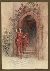 "À la porte de laquelle se tenait une dame d