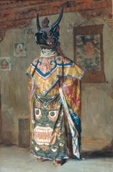 Lama en costume de fête au monastère de Pemyonchi au Sikkim