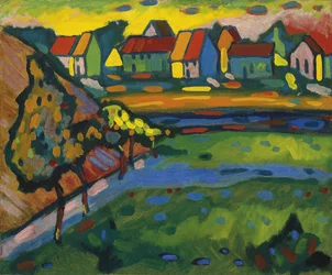 Village bavarois avec un champ, c. 1908