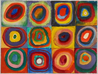 Étude de couleurs - carrés avec cercles concentriques