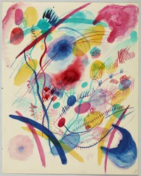 Composition en rouge, bleu, vert et jaune