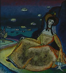Dame en robe dorée