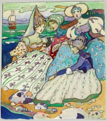 Groupe de jeunes filles sur la plage