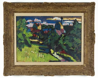 Murnau - vue avec château, église et chemin de fer