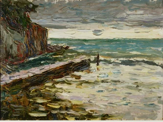 Mer agitée. Huile sur carton/ (peinture sur toile)