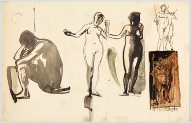 Nus féminins et Saint Hubert, verso : Nus féminins
