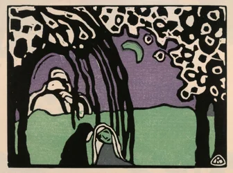Deux femmes dans un paysage au clair de lune (Planche 12 de : « Sons »)