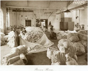 Salle brune, usine de dentelle Thomas Adams, Stoney Street, Nottingham, Nottinghamshire, 1914