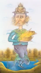 Neptune (crayon et crayon de couleur sur papier) (paire de 155032)