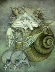 Sorcière des mers (crayon et crayon de couleur sur papier)